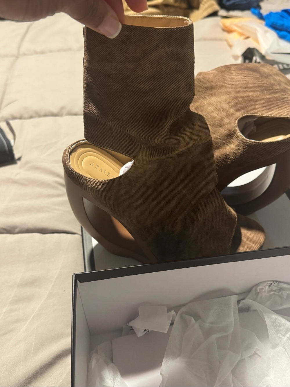 Alexander Wang Brown Suede Cutout Ankle Booties